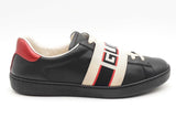 Gucci Ace Logo Strap Black Leather Sneakers Size 7.5 Eb0526crsa