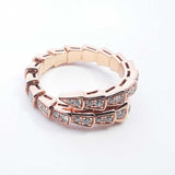 Bvlgari 18k Rose Gold 5.8g Pave 0.8ctw Diamond Serpenti Viper Ring 7 Lh0724prxzde