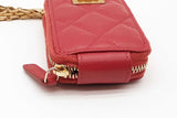 Chanel Quilted Red Leather Zip Coin Chain Pouch Eb1125wxzde