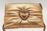 Dolce & Gabbana Devotion Gold Metallic Leather Crossbody Bag Eb0426pxzsa