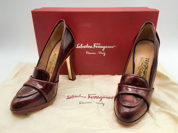 Salvatore Ferragamo Rietta Red Leather Heels Size Us 5.5 Do0924sxde