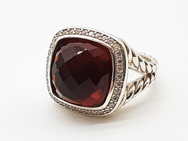 David Yurman Albion Sythentic Garnet 0.925 Silver 11.4g Ring Size 7 Do0625lxzde