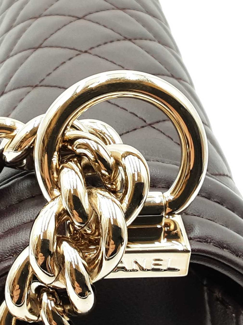 Chanel Boy Bag In Dark Brown Quilted Lambskin Fw0725lixzdu