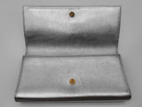 Yves Saint Laurent Ysl Metallic Silver Leather Clutch Do0526prxde