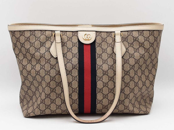 Gucci Ophidia Tote Bag In Gg Supreme Coated Canvas & Beige Leather Fw0525pxzdu