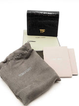 Tom Ford Classic Tf Crocodile Embossed Black Leather Wallet Eb0425orxdu