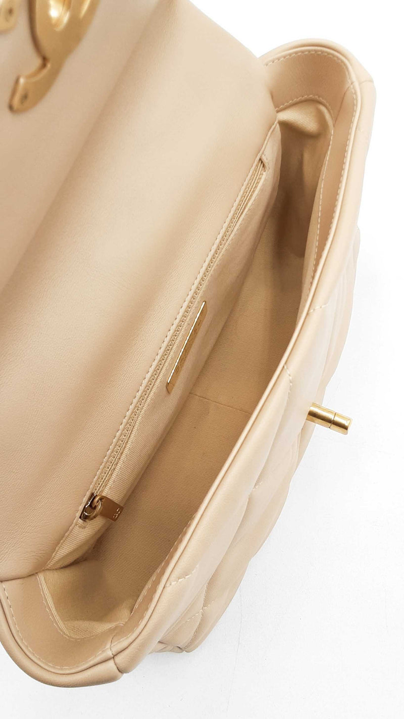 Chanel 19 Beige Diamond-quilted Leather Flap Bag Fw0825ozxzdu