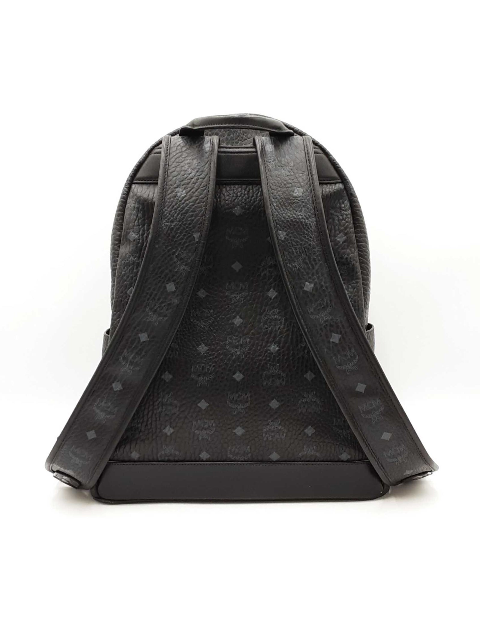 Mcm Studded Stark Gunta Backpack In Black Visetos Coated Canvas