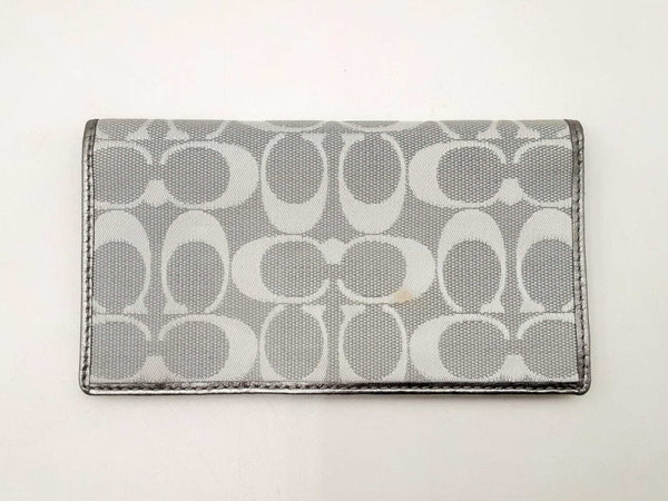 Coach Signature Canvas Silver Checkbook Cover Wallet Fw1224rsa