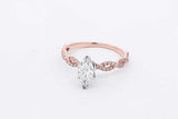 0.65ctw Center Marquis Diamond Ring 14k Rose Gold 2.6 Grams Size 8 Eb0726cxzsa