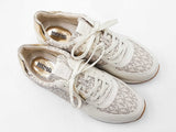 Michael Kors Monique Platform Trainers In Cream Tech Canvas Size 8 Fw0126pzdu