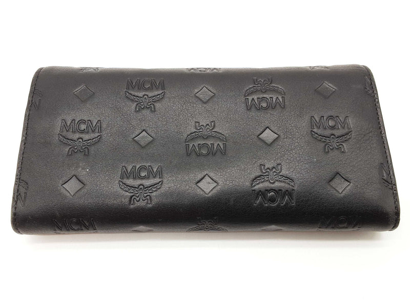 Mcm Black Embossed Logo Leather Continental Trifold Wallet Do0825crde