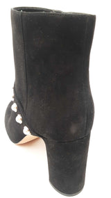 Kate Spade Stunner Faux Pearl Booties In Black Suede Size Us 9.5b Fw0725ixdu