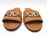 Salvatore Ferragamo Rhodes Beechwood Tan Leather Slides Size 10 Do1224lrxde