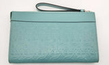 Salvatore Ferragamo Gancini Embossed Blue Leather Clutch Eblexsa 144010031705