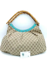 Gucci Gg Monogram Canvas Bamboo Handle Hobo Shoulder Bag Eb0826wxzsa