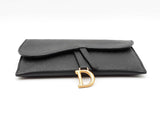 Christian Dior Saddle Wallet With Chain In Black Leather Fw1025pzxdu