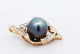 18k Yellow Gold Diamond & Faux Tahitian Pearl Pendant 11.1 Grams Eb1225ixzsa