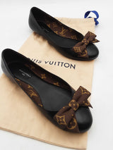 Louis Vuitton Popi Black Leather Ballet Flats Size 38.5 Eb1125lxzsa