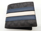 Coach 3 In 1 Gray Signature Canvas Varsity Strips Bifold Wallet Do0926orde
