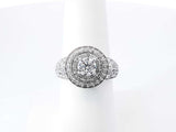 1.93 Cttw Diamond & 14k White Gold Double Halo Ring 6.9 Grams Size 7 Fw0626ezxdu
