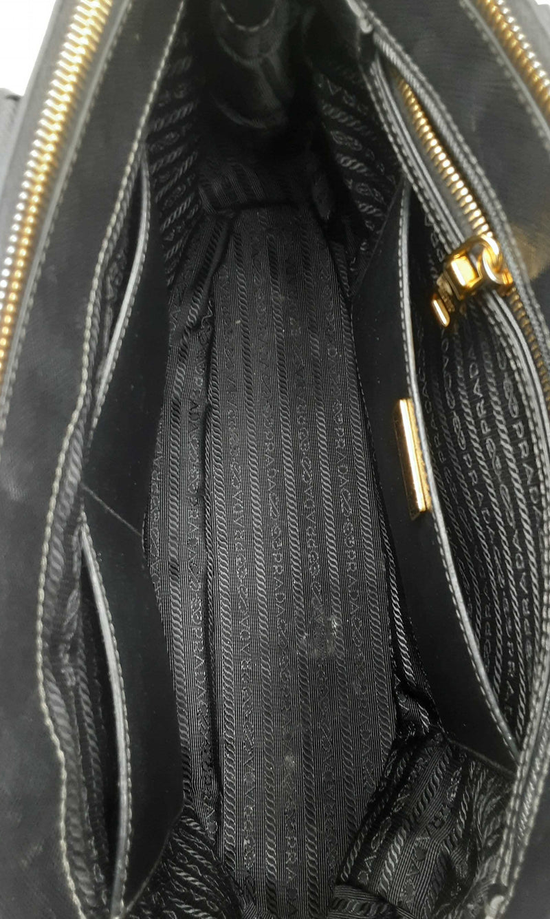 Prada Black Saffiano Leatner Double Zip Tote Bag Ebpxzdu 144030007192