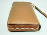 Michael Kors Jet Set Travel Continental Brown Leather Zipper Wallet Do0924oxde