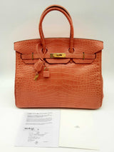 Hermes Birkin 35 Matte Sanguine Orange Alligator Gold Hardware Handbag Do0125ocxzxde