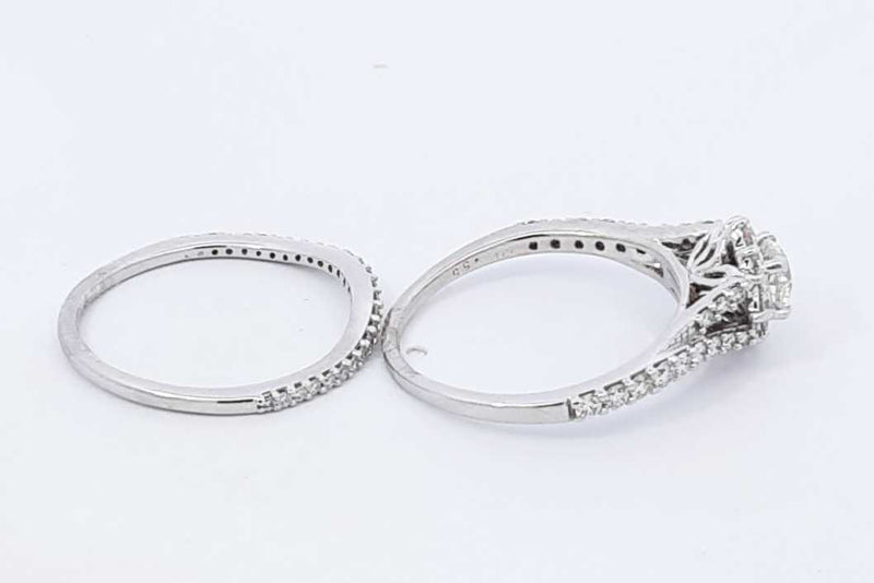 1.27ctw Diamond Wedding Set In 14k White Gold 5.7 Grams Size 8.5 Eb1125roxdu