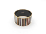 Hermes Multicolor Striped Enamel Wide Bangle Bracelet With Gold-plated Trim Mk0126orzmia