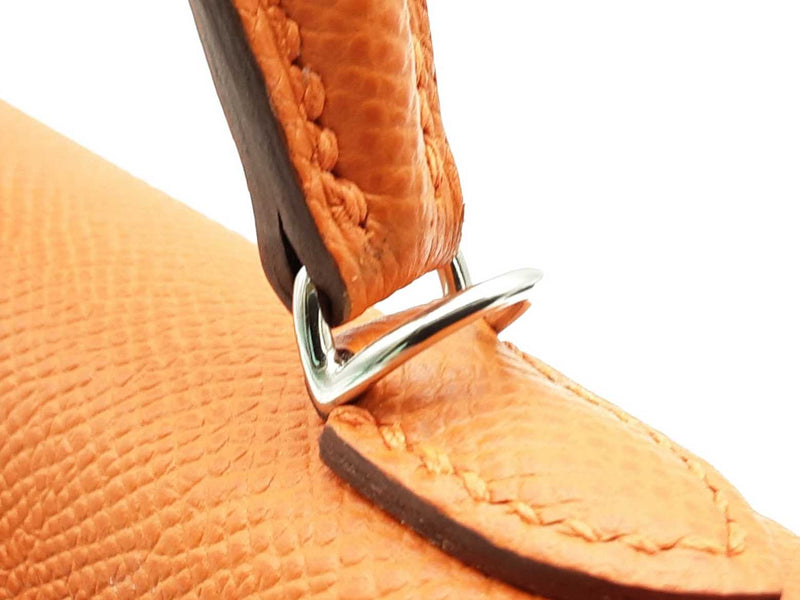 Hermes Sac Kelly Ii Sellier Mini Orange Epsom Palladium Shoulder Bag Do0425lsrxzde