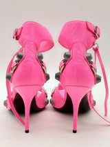 Balenciaga Agneau Arena Cagole Neon Pink Heels Size 38 Eb0824lxzde