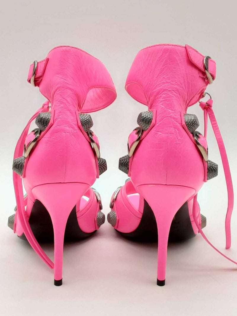 Balenciaga Agneau Arena Cagole Neon Pink Heels Size 38 Eb0824lxzde