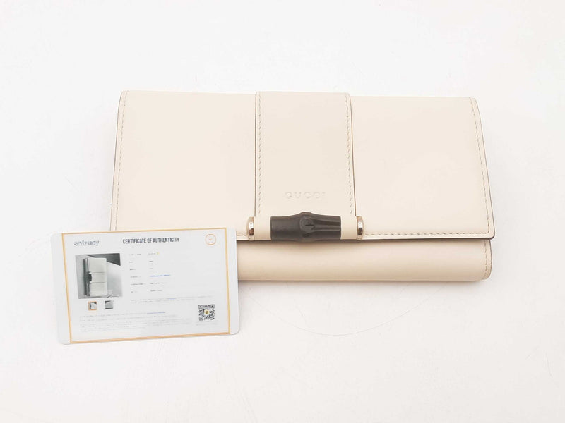 Gucci Beige Leather Bamboo Wallet Sd0725lzxsa