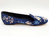 Tory Burch Trotters Estee Blue Suede Floral Embroidered Shoes Size8.5 Do0725lxde