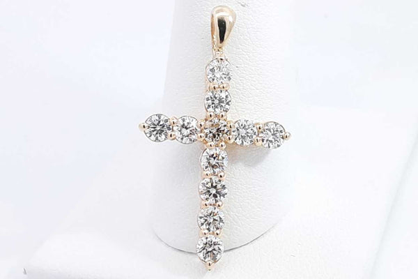 Approx. 1.1ctw Diamond Cross Pendant In 14k Yellow Gold 2 Grams Eb0824oxzsa