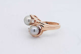 Pearl & Diamond Ring In 14k Yellow Gold 4.7 Grams Size 6.5 Eb0826wrxsa