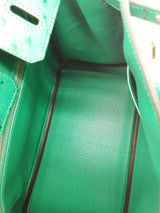 Hermes Birkin 25cm Vert Verone Green Ostrich Leather Gold Handbag Do0626ooxzxde