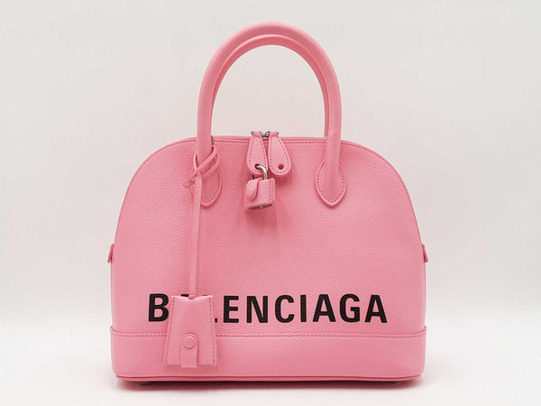 Balenciaga Small Logo Ville Top Handle Bag In Pink Grained Leather Fw0925rzxdu