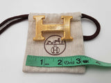 Hermes 32mm H Striped Goldtone Belt Buckle Do0126pxzde