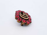 Gucci Marmont Double G Gold-tone & Red Crystal Brooch Fw1025ezdu