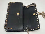 Valentino Black Leather Rockstud Flap Chain Wallet Eb0524wxzde