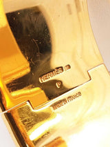 Hermès Extra Wide Clic H Gold-tone & Black Enamel Bangle Bracelet  7 Inch Fw0626lxzdu