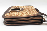Salvatore Ferragamo Bronze Leather Calf Hair Leopard Print Shoulder Bag Eb1225oxzde