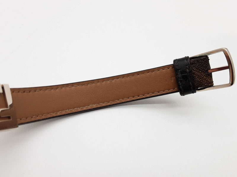 Fendi Ff Brown Coated Canvas Leather Reversible Bracelet Do0925oxzde
