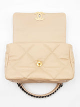 Chanel 19 Beige Diamond-quilted Leather Flap Bag Fw0825ozxzdu