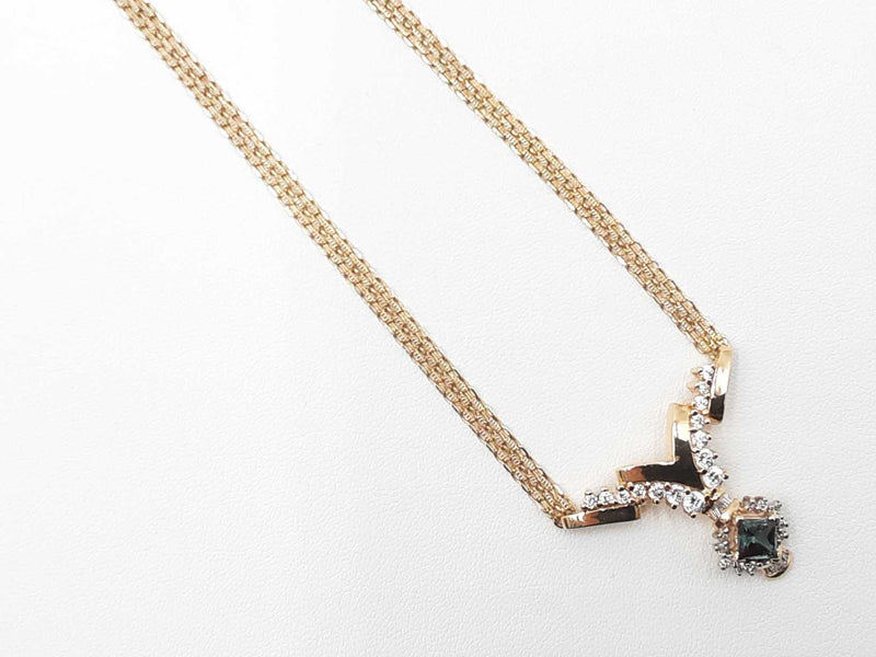Lab-created Alexandrite, Natural Diamond & 14k Gold Necklace 13.5gs Fw0725rxzdu