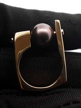 18k Yellow Gold & Black Pearl Asymmetrical Pillars Ring 12.9 Grams Size 4.5 Fw00726lxzxdu