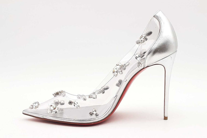 Christian Louboutin Degraqueen Metallic Silver Pumps Size 39.5 Eb0125lrxsa