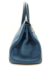 Hermes Birkin 35 Thalassa Blue Clemence Gold Hardware Handbag Do0825sxzxde